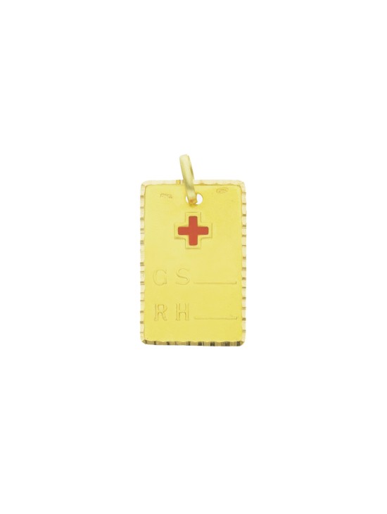 Colar Placa Alerta Médica Ouro 18k Personalizável