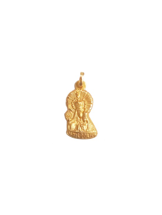 Medalla Redonda Virgen de la Oliva Silueta en Oro 18K | Joyería Parejo