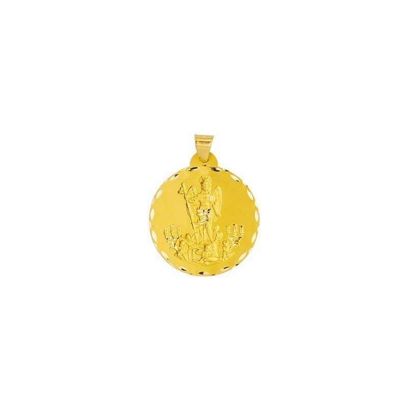 Medalla Redonda de San Rafael en Oro 18k