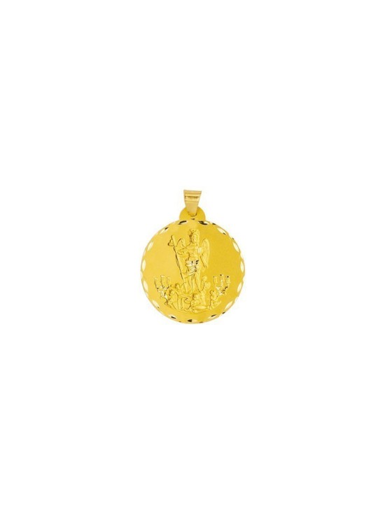 Medalla Redonda de San Rafael en Oro 18k