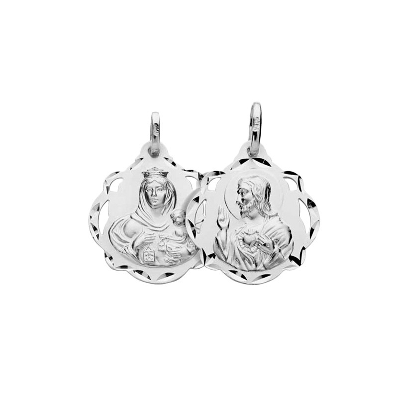 Medalla Calada V. del Carmen - Sagrado Corazón Plata | Joyería Parejo