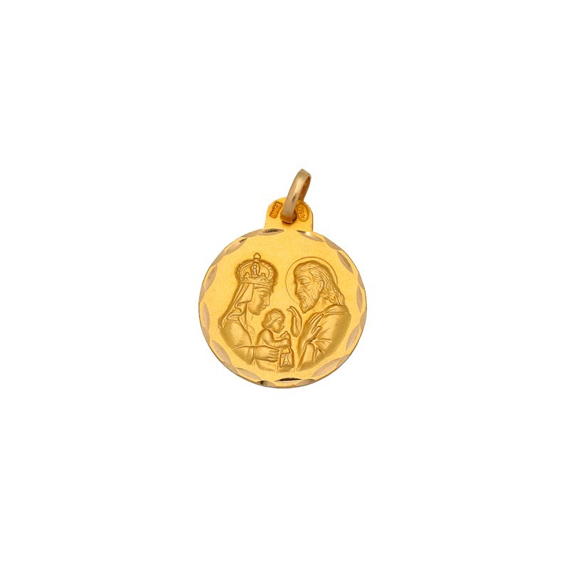 Medalla Redonda Sagrada Familia en Oro 18K | Joyería Parejo