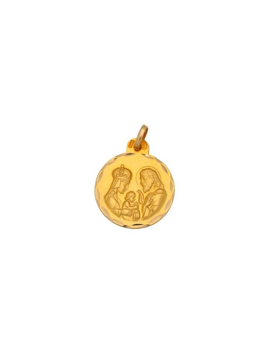 Medalla Redonda Sagrada Familia en Oro 18K | Joyería Parejo