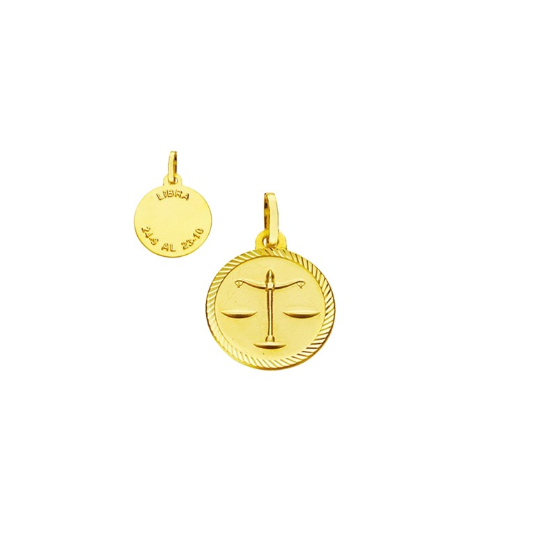 Medalha Horóscopo Libra em Ouro com Borda Trabalhada | Joyería Pare