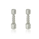 Pendientes Wedding Plata Dos Piedras Talla Esmeralda CPE1388-RD-BL