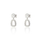 Pendientes Plata Perla y Cuadrado con Circonitas CPE1827-RD-BL