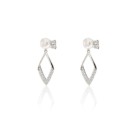 Pendientes Plata Perla y Rombo con Circonitas CPE1826-RD-BL