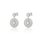 Pendientes Plata Circular con Circonitas y Corazones CPE1735-RD-BL