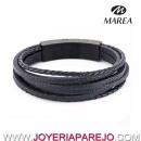 Pulseira Marea Jewel D00103/33 Tiras Couro Preto