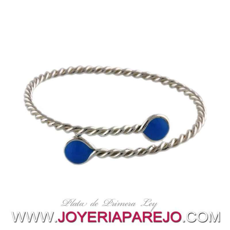 Pulsera de Plata de Ley Tomiza Esmalte Azul | Envío Gratis
