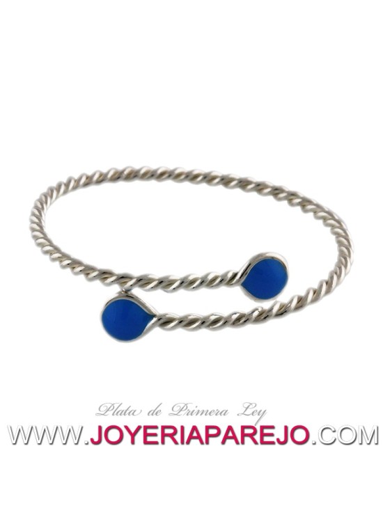 Pulsera de Plata de Ley Tomiza Esmalte Azul | Envío Gratis